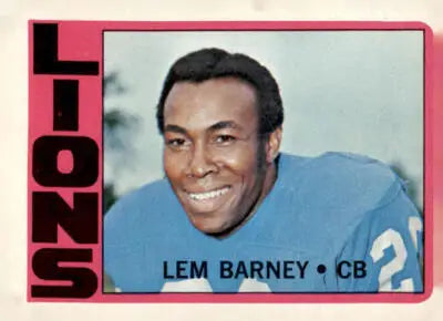 Lem Barney trading card from 1972 Topps #42, Lem Barney football collectible