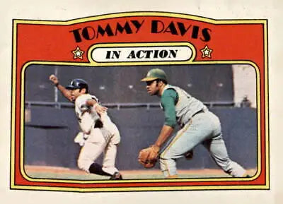 1972 Topps #42 Tommy Davis baseball card featuring the Oakland Athletics star player