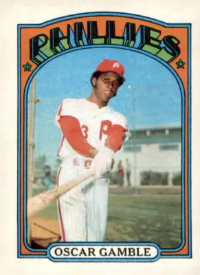 1972 Topps Oscar Gamble baseball card featuring Oscar Gamble for sports collectibles
