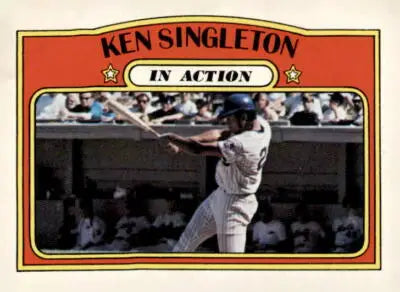 Ken Singleton York Mets baseball card from 1972 Topps #426 EX-MT
