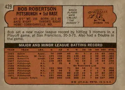 Vintage baseball card back of 1972 Topps Tito Fuentes, San Francisco Giants trading card