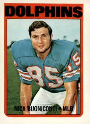 Vintage 1972 Topps Nick Buoniconti trading card in excellent EX-MT condition