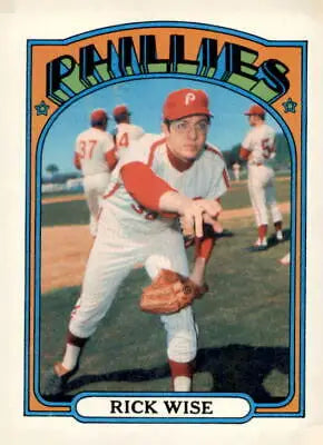 1972 Topps #43 Rick Wise baseball card, a must-have for Philadelphia Phillies sports memorabilia