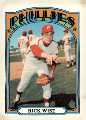 1972 Topps #43 Rick Wise baseball card in excellent mint condition, featuring Rick Wise