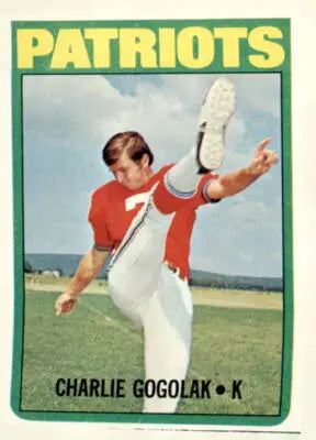 Vintage 1972 Topps Charlie Gogolak trading card from the Charlie Gogolak trading collection