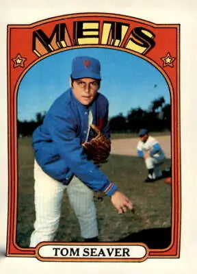 Tom Seaver baseball card from 1972 Topps #445 featuring iconic Seaver baseball memorabilia