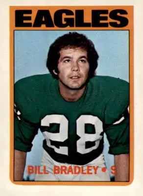 Vintage Bill Bradley football card from 1972 Topps Philadelphia Eagles trading card collection