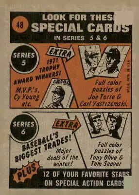 Vintage 1972 Topps #48 John Ellis sports trading card advertisement display