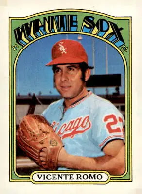 1972 Topps #499 Vicente Romo baseball card featuring Chicago White Sox graphics