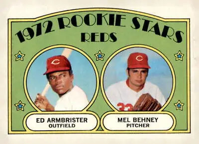 1972 Topps #524 Reds Rookie Stars baseball card featuring Mel Behney and Ed Armbrister
