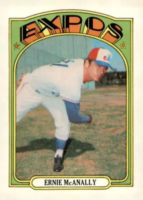 1972 Topps #58 Ernie McAnally trading card featuring Ernie McAnally baseball collectibles