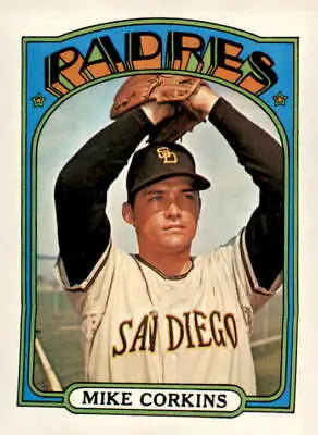 1972 Topps Mike Corkins baseball card featuring San Diego Padres player Mike Corkins