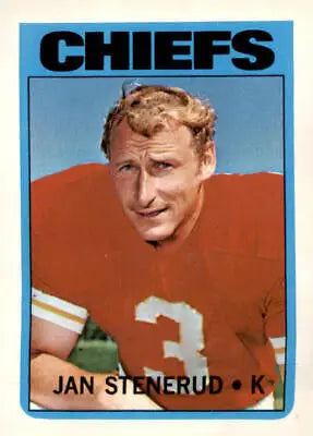 1972 Topps #61 Jan Stenerud Kansas City Chiefs football card collectible