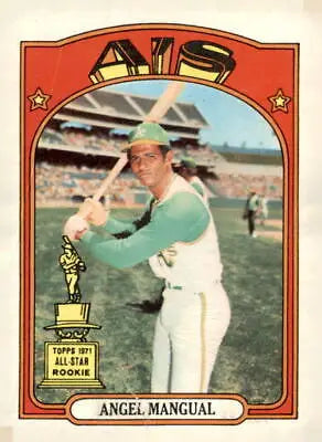 1972 Topps #62 Angel Mangual baseball card featuring Oakland Athletics player in EX-MT condition