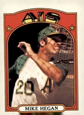 1972 Topps Mike Hegan baseball card featuring Oakland Athletics player displayed in product