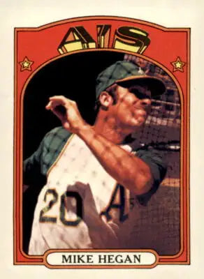 1972 Topps Mike Hegan baseball card featuring Oakland Athletics player in EX-MT condition