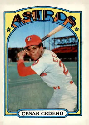 Cesar Cedeno baseball card from 1972 Topps #65, showcasing the MLB star’s iconic image