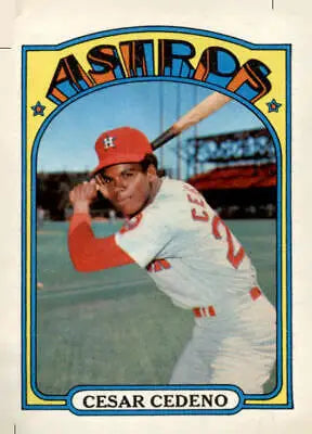 1972 Topps Cesar Cedeno baseball card featuring Houston Astros player Cesar Cedeno