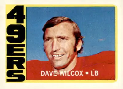 Vintage 1972 Topps Dave Wilcox trading card, collectible Dave Wilcox trading item