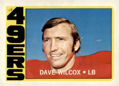 Vintage 1972 Topps Dave Wilcox sports trading card featuring football legend