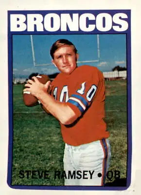 Steve Ramsey football trading card from 1972 Topps #74 featuring Steve Ramsey