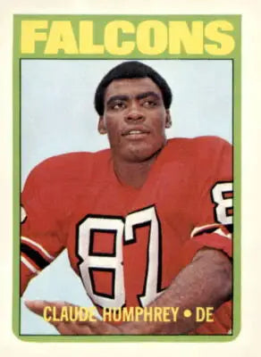 1972 Topps #75 Claude Humphrey sports trading card featuring Claude Humphrey football card
