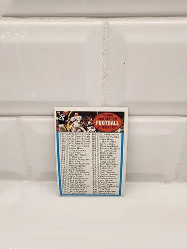 Vintage football checklist card from 1972 Topps 2nd Series sports trading card collection
