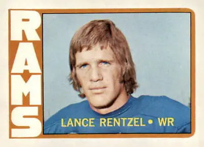 Lance Rentzel football card from 1972 Topps, Los Angeles Rams player collectible