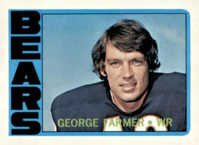 Vintage George Farmer football card from 1972 Topps #84 featuring Chicago Bears player