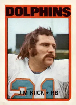 1972 Topps Jim Kiick sports trading card displaying Jim Kiick football memorabilia