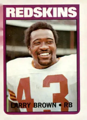 Larry Brown football trading card from 1972 Topps #95, premium Larry Brown trading card