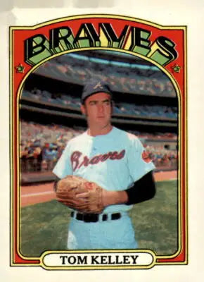 Tom Kelley Atlanta Braves baseball card from 1972 Topps #97 in EX-MT condition