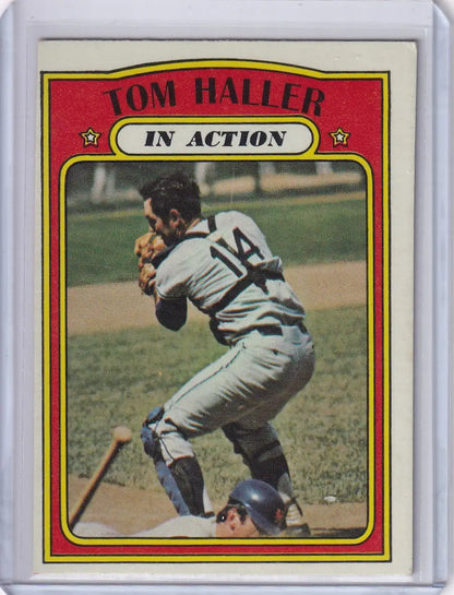 Vintage 1972 Topps Baseball card of Tom Haller catcher’s action for Detroit Tigers