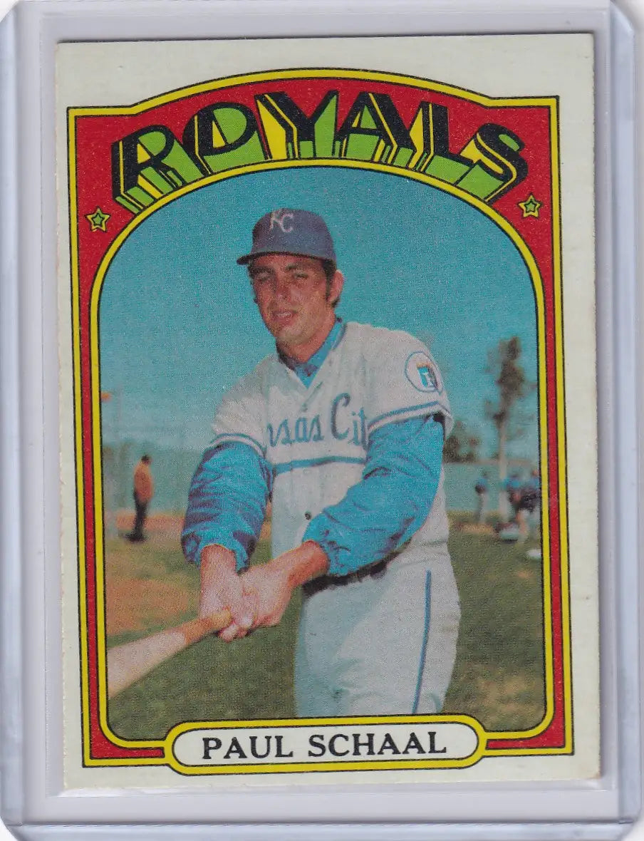 Vintage 1972 Topps Baseball Paul Schaal card featuring Kansas City Royals