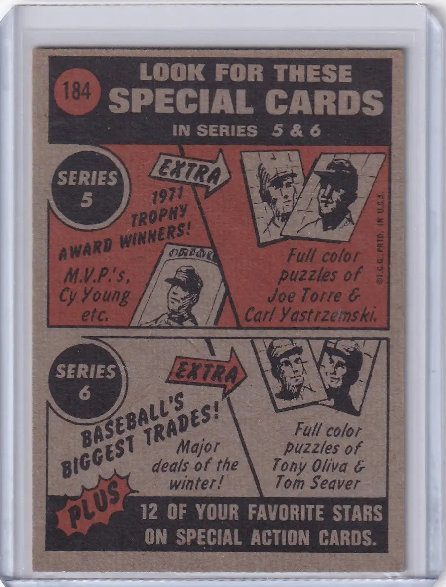 Vintage Topps Baseball advertisement for special cards featuring Chicago White Sox players