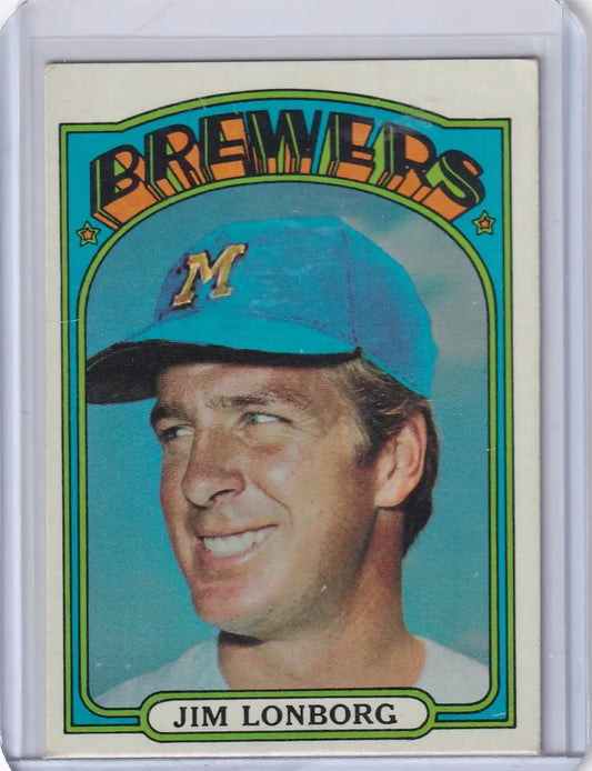 Vintage 1972 Topps Baseball card of Jim Lonborg for Milwaukee Brewers collectors