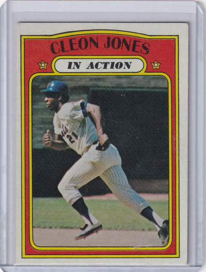 Vintage 1972 Topps Baseball card of Cleon Jones running for New York Mets in pinstripes