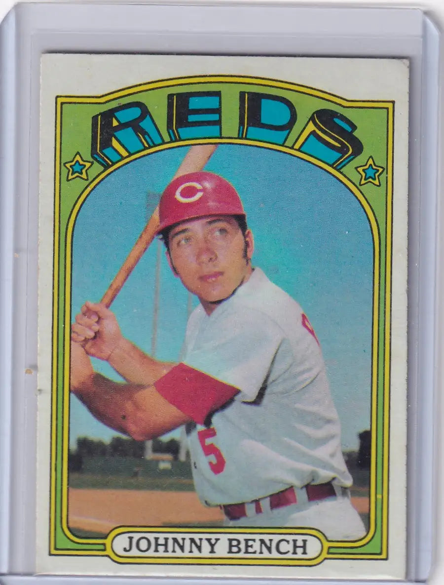 1972 Topps Baseball #433 Johnny Bench card featuring the Cincinnati Reds star player