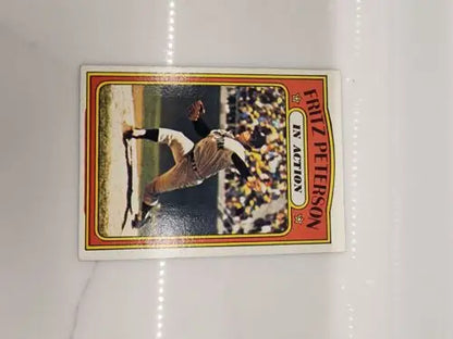 Fritz Peterson baseball trading card from 1972 Topps In Action series for card enthusiasts