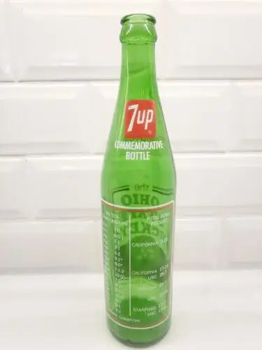 Green 7UP commemorative bottle celebrating Ohio State Buckeyes national championship victory