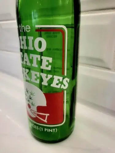 Green Ohio State Buckeyes bottle from 1973 7UP Commemorative National Champs series