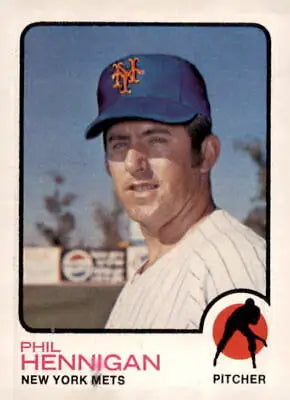 Phil Hennigan baseball card from 1973 Topps #107 showcasing Topps Phil Hennigan memorabilia