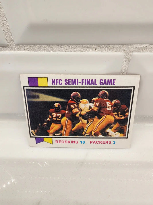 NFC semi-final game football trading card of Green Bay Packers 1973 Topps #135