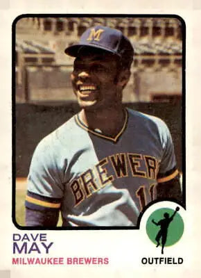 1973 Topps #152 Dave May EX-MT baseball card of Milwaukee Brewers player