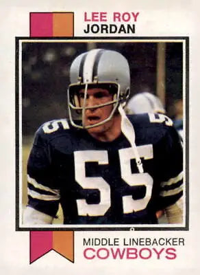 Vintage football trading card featuring Lee Roy Jordan from 1973 Topps #159