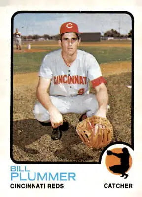 1973 Topps #177 Bill Plummer trading card featuring Cincinnati Reds player in EX-MT condition