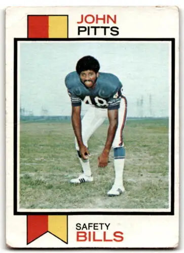 Vintage football card featuring John Pitts, 1973 Topps #178 in original gloss condition