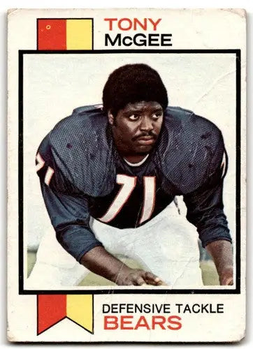 Tony McGee 1973 Topps football card with original gloss and McGee P Poor condition