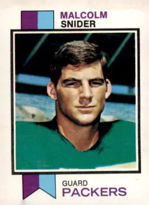 Malcolm Snider football trading card from 1973 Topps #237 showcasing trading card features