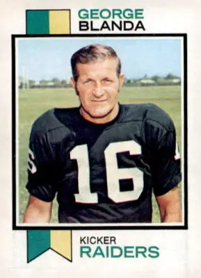 George Blanda football card from 1973 Topps #25 showcasing George Blanda football memorabilia